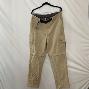Croft and Barrow Men's Tan Cargo convertible Pants/Shorts belted 34x30